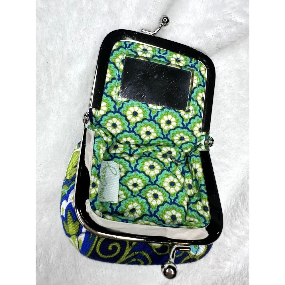 Vera Bradley Coin Wallet Womens One Size Blue Green Floral Kiss Lock Quilted - Picture 3 of 3